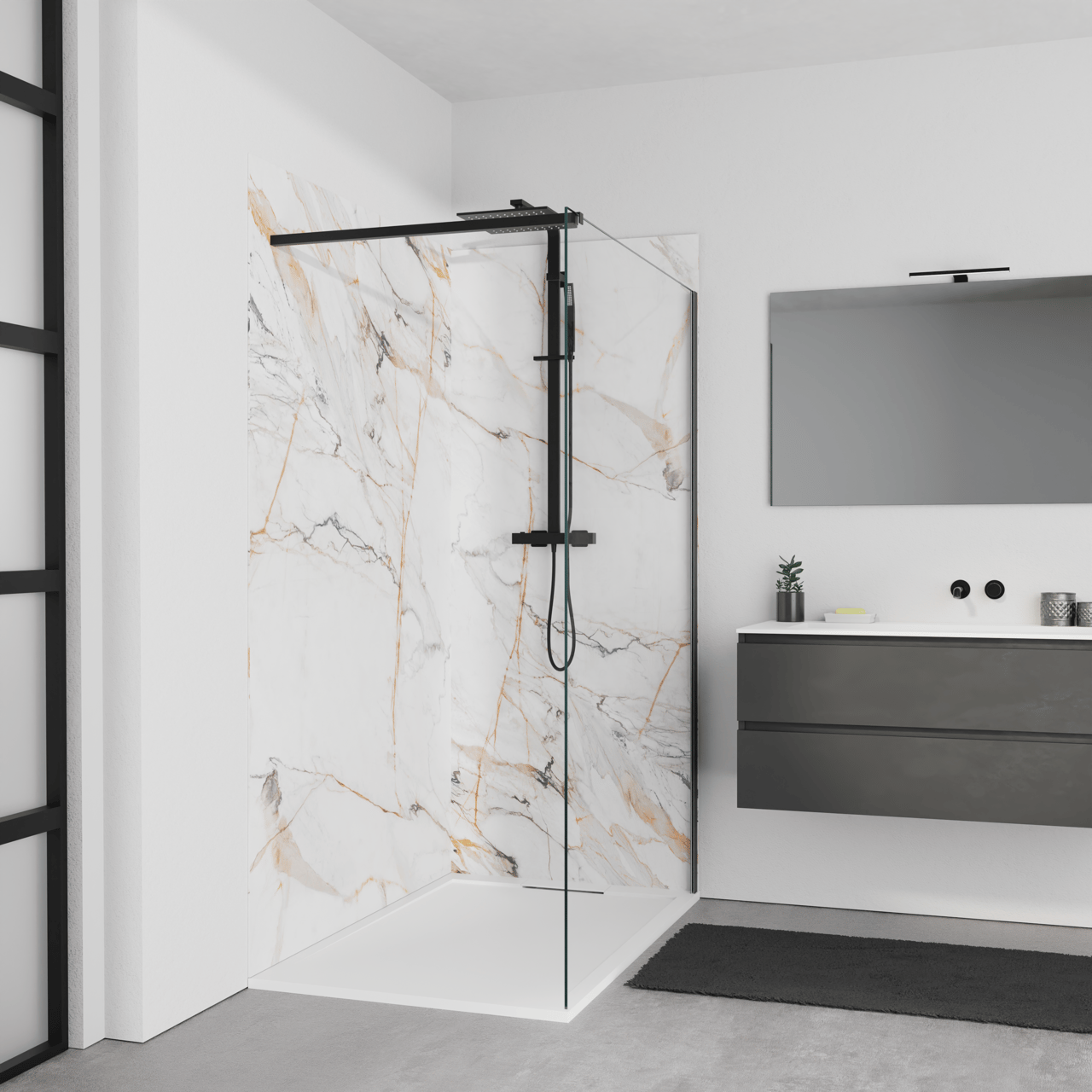 Balmani Studio panneau mural de douche 140 x 220 cm céramique calacatta de luxe