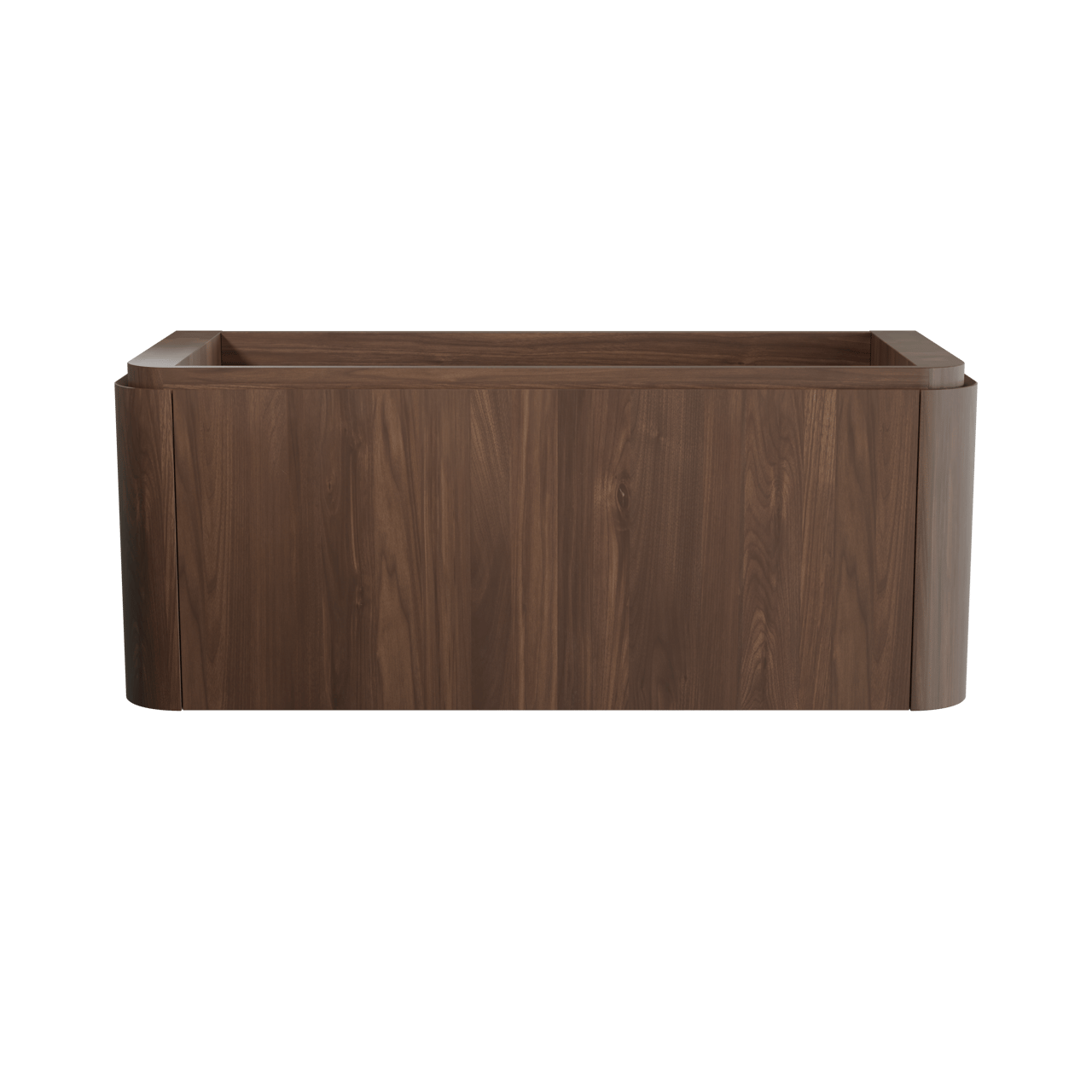 Balmani Moon hängender Waschbeckenunterschrank: 130 x 55 cm, Amerikanischer Nussbaum, 2 Schubladen