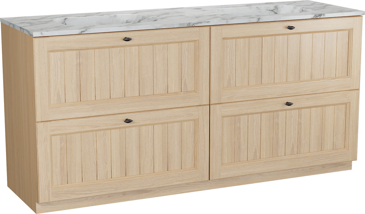 Balmani Lemon meuble salle de bains à poser 180 x 55 cm, placage chêne naturel avec Tablo Arcato double vasque en carrara