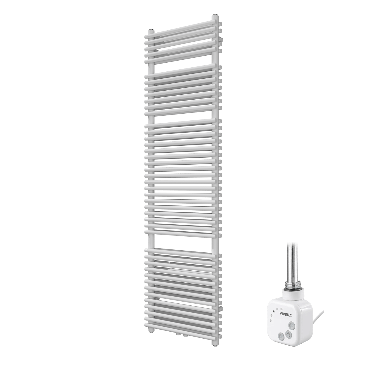 Vipera Alegria sèche-serviettes Doublé 50 x 180 cm chauffage électrique blanc brillant raccordement latéral et central possible 1200W, résistance incluse