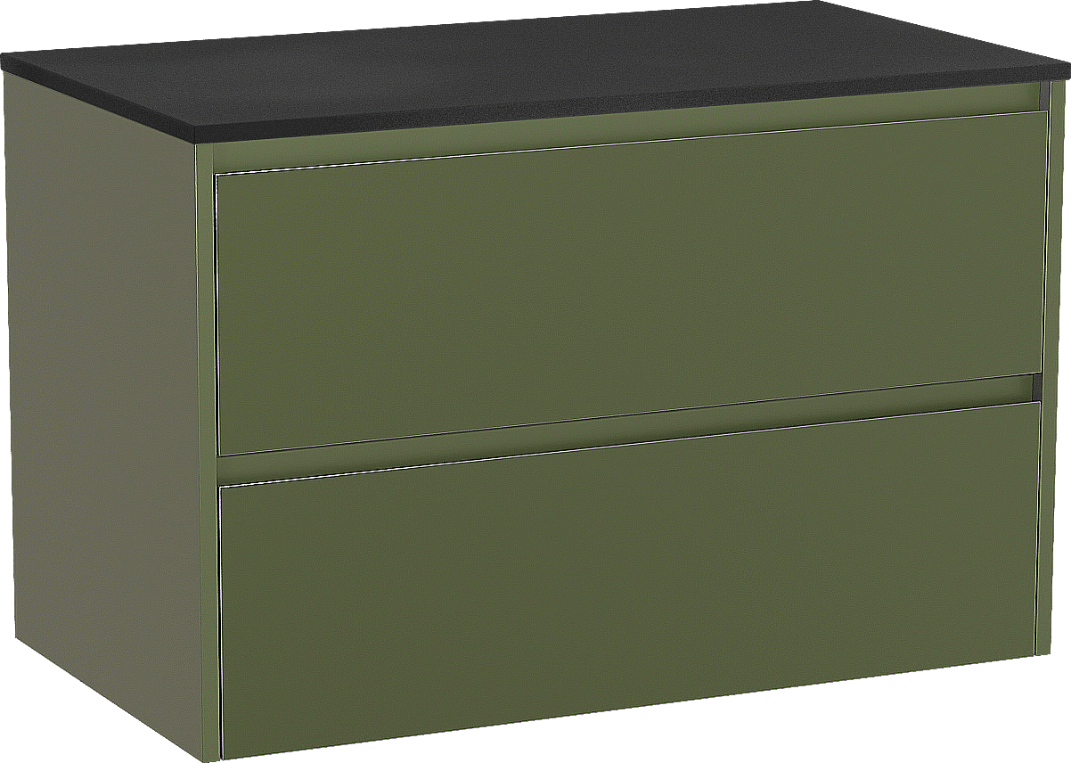 Storke Seda meuble salle de bains suspendu 95 x 52 cm vert olive avec Panton tablette simple en mdf enduit de poudre noir mat