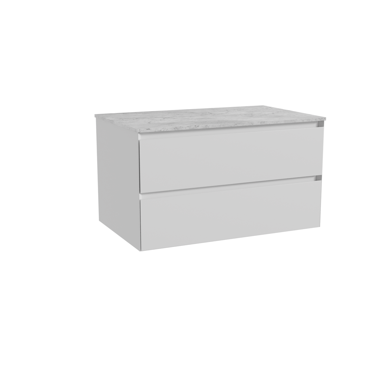 Balmani Mitra hängendes Möbelstück Set: 90 x 55 cm, Weiß matt, mit Stretto Einzel Waschtischplatte, Marmor Carrara