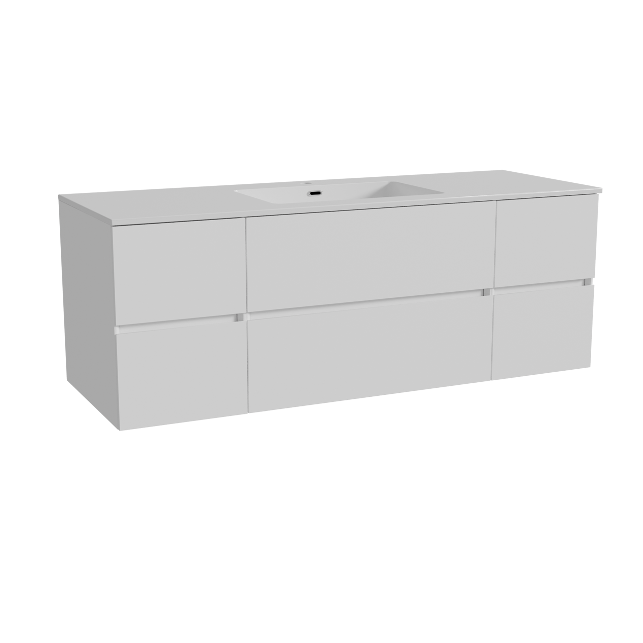 Storke Edge zwevend badmeubel 145 x 52 cm mat wit met Diva enkele wastafel in composietmarmer hoogglans wit