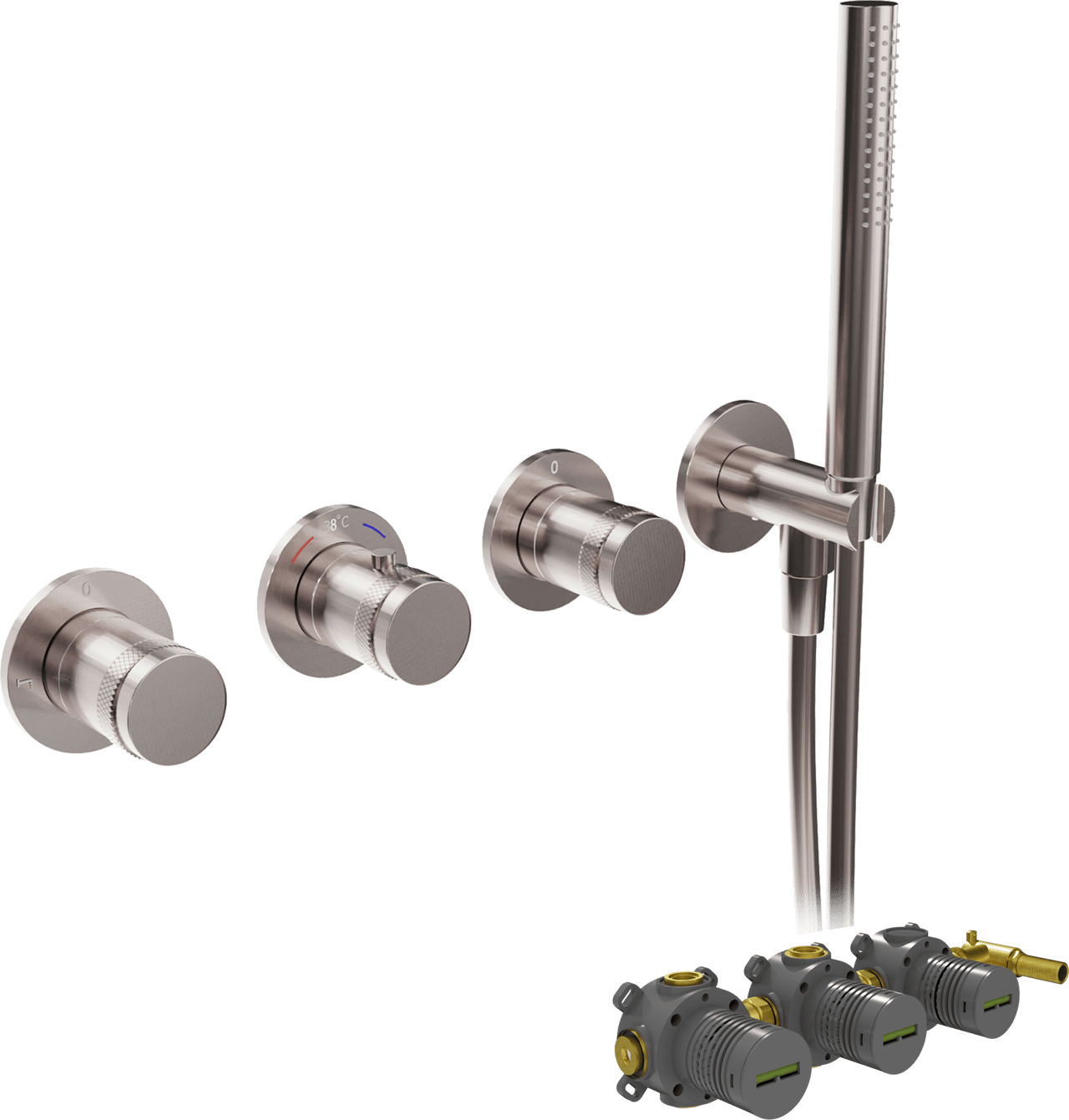 Blaufoss Pavilion thermostat de douche encastré Brushed Coolmetal incl élément intégré