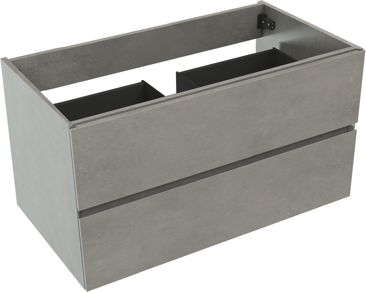 Storke Edge hängender Waschbeckenunterschrank: 95 x 52 cm, Beton dunkelgrau, 2 Schubladen
