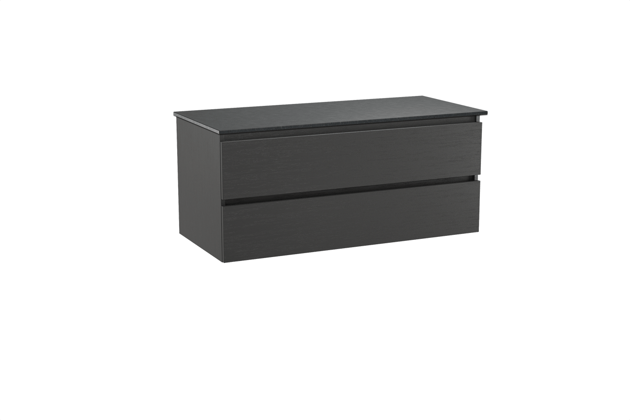 Balmani Lucida meuble salle de bains suspendu 120 x 55 cm chêne noir avec Stretto tablette simple en granit noir