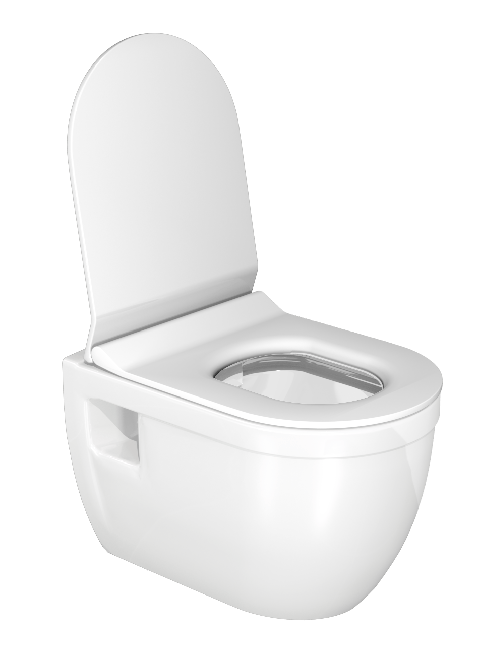 Linie Tempo hangend toilet hoogglans wit randloos met Geberit Duofix inbouwreservoir