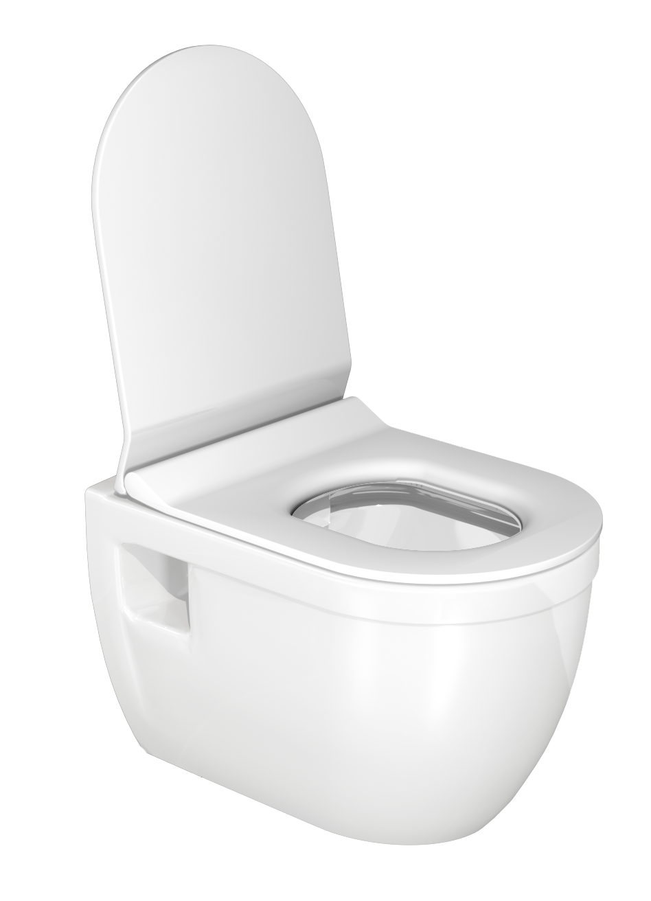 Linie Tempo hangtoilet glanzend wit randloos met Geberit Duofix inbouwreservoir