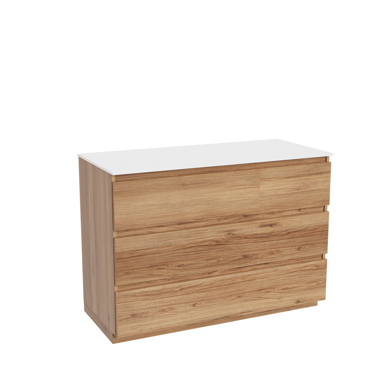 Balmani Lucida freistehendes Möbelstück Set: 120 x 55 cm, Teak, mit Stretto Einzel- oder Doppel Waschtischplatte, Solid Surface Weiß matt