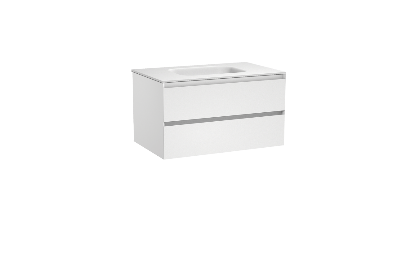 Balmani Mitra meuble salle de bains suspendu 90 x 55 cm blanc mat avec Tablo Arcato plan simple en solid surface blanc mat