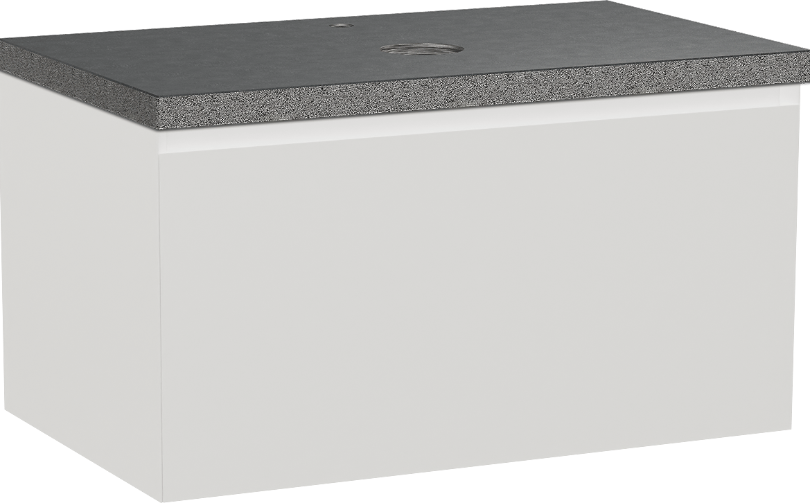 Balmani Idra meuble salle de bains suspendu 90 x 55 cm blanc mat avec Rock tablette simple en granit noir