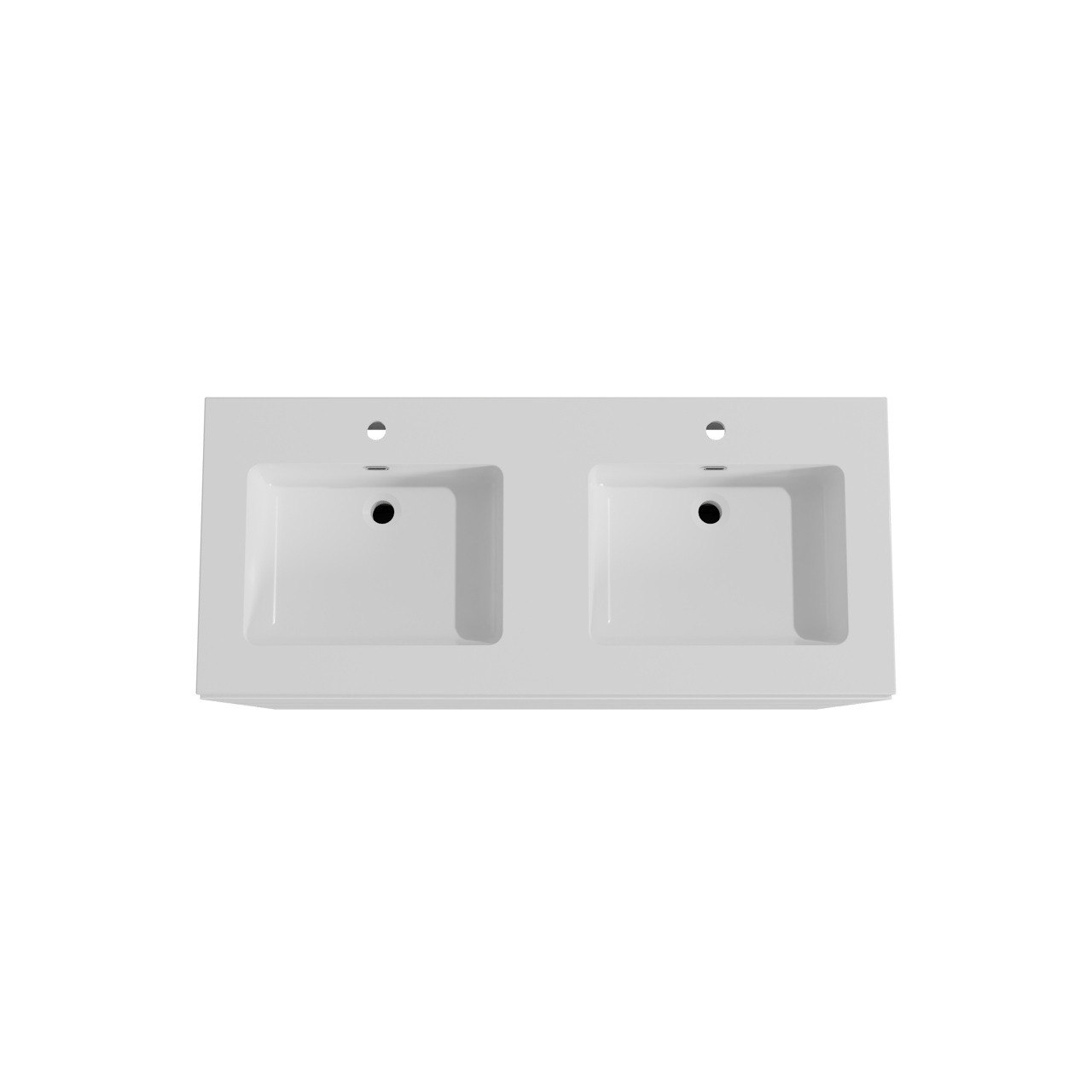 Storke Edge freistehendes Möbelstück Set: 120 x 52 cm, Weiß matt, mit Diva Doppelwaschtisch, Marmorkomposit Weiß glänzend