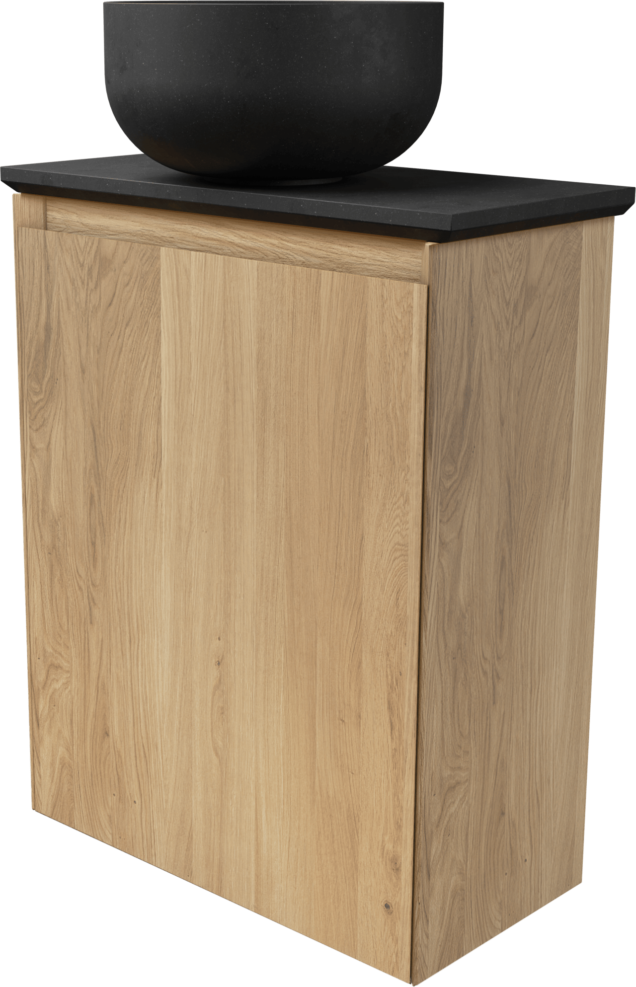 Balmani Mitra zwevend toiletmeubel 42 x 21 cm natuur eik met Facetta tablet en Bowl waskom in verzoete graniet