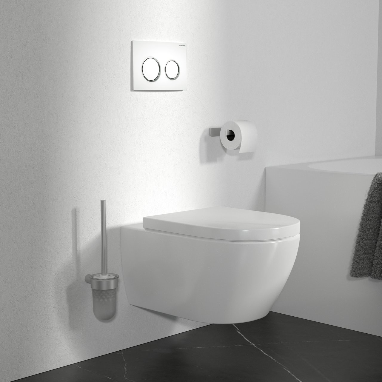 Omega20 plaque de commande Blanc Brillant pour Geberit Omega bâti-support