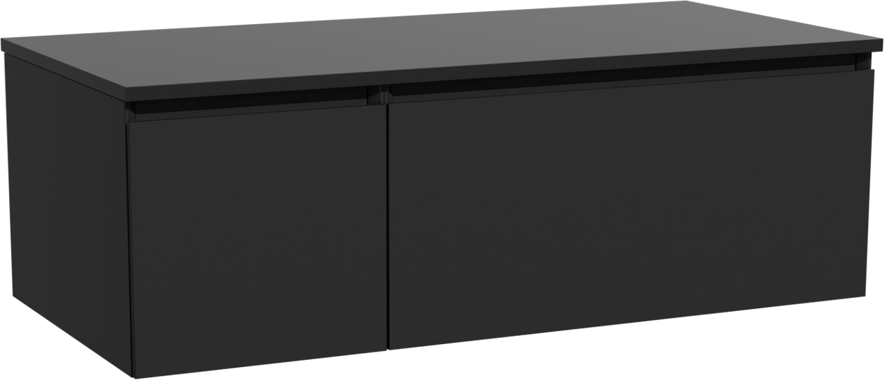 Storke Edge zwevend badmeubel 110 x 52 cm mat zwart met Panton enkel wastafelblad in gepoedercoate mdf mat zwart