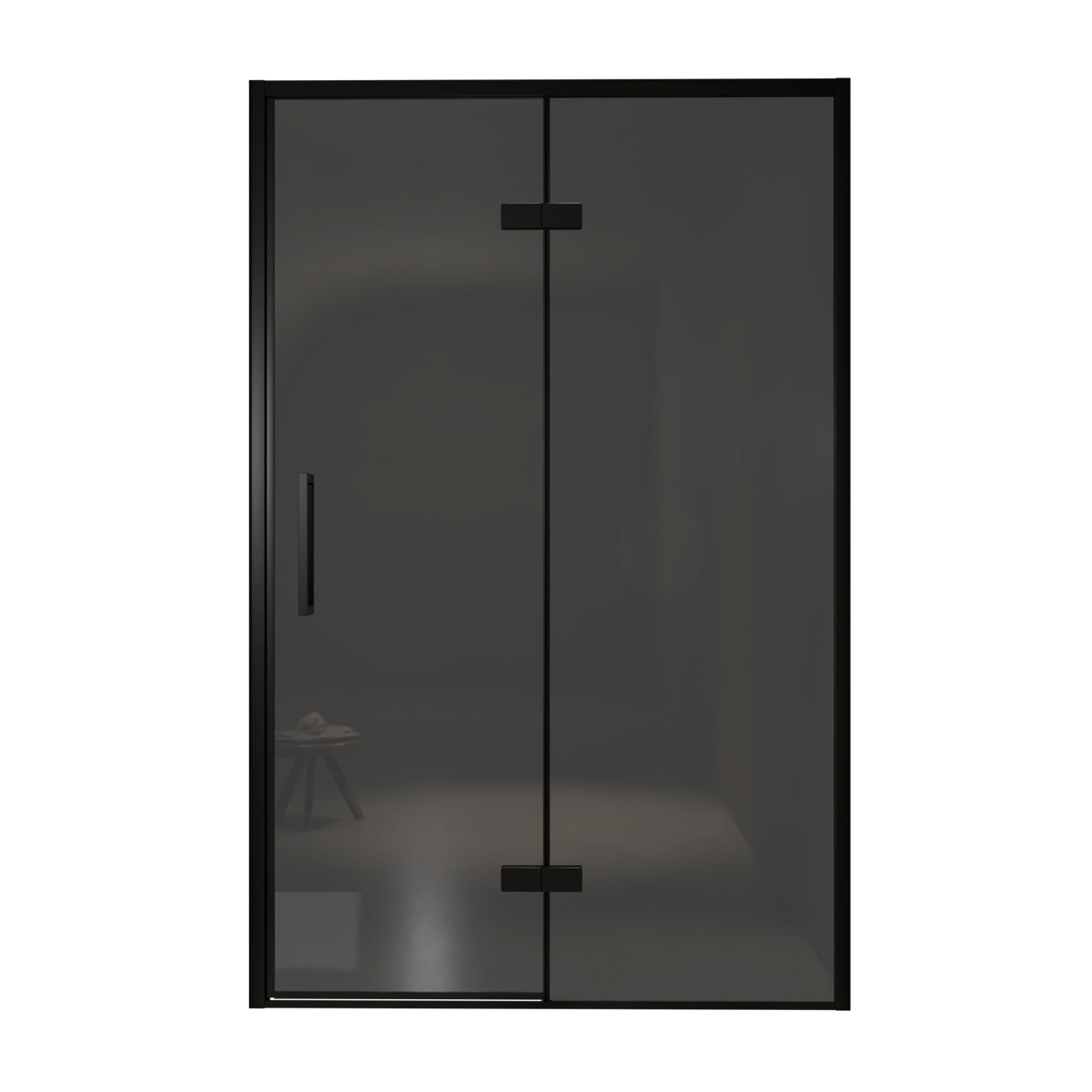 Balmani Senses Design douche draaideur rechts 140 cm x 210 cm Rookglas, Zwarte profielen, met coating