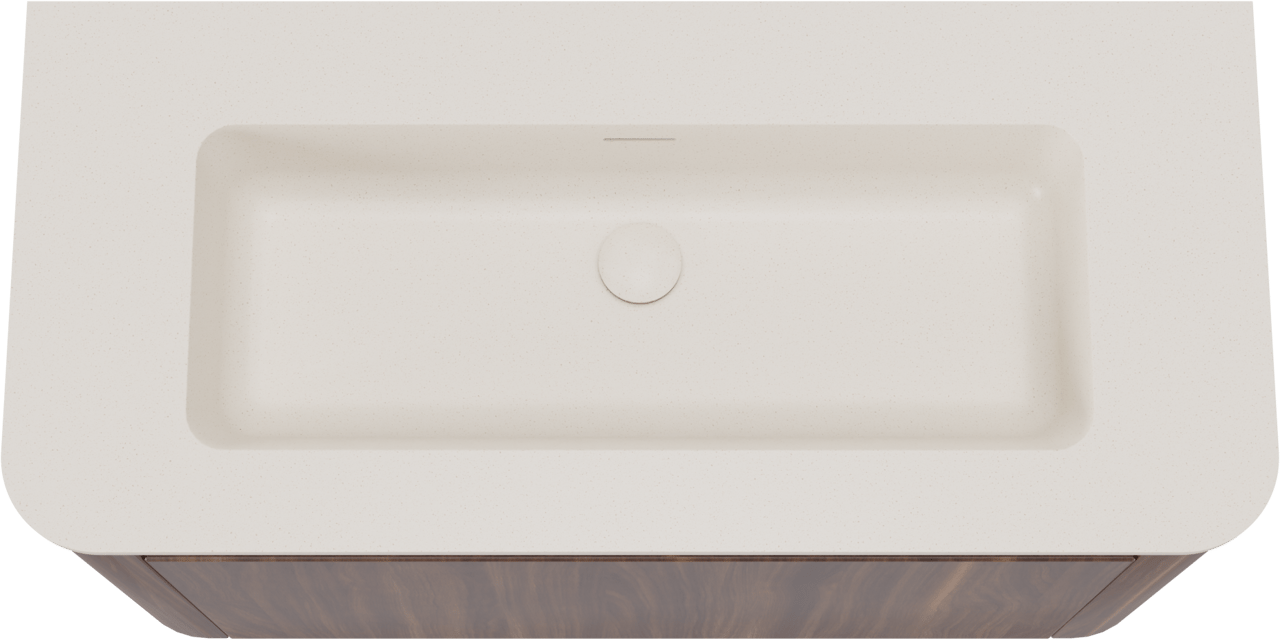 Storke Soft hängendes Möbelstück Set: 100 x 46 cm, Nussbaum, mit Mata Soft Einzelwaschtisch Solid Surface Beige Granit