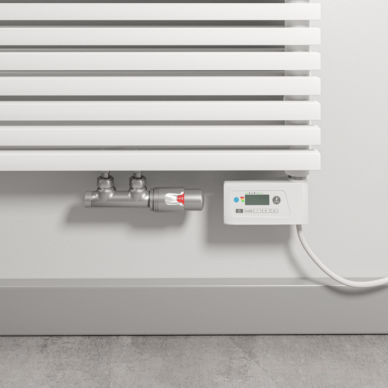 ENKEL VOOR DUITSE MARKT - Vipera radiator thermostaat voor elektrische handdoekradiator programmeerbaar wit