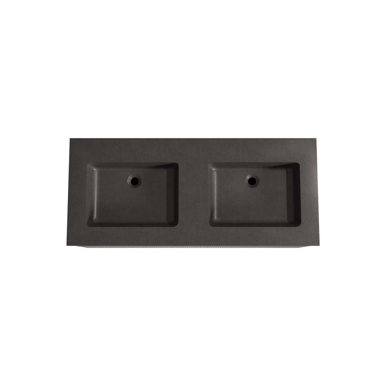 Storke Ribs hängendes Möbelstück Set: 120 x 52 cm, Nussbaum, mit Scuro Doppelwaschtisch, Quarz, Schwarz matt, Vertikale symmetrische gerade Rippe