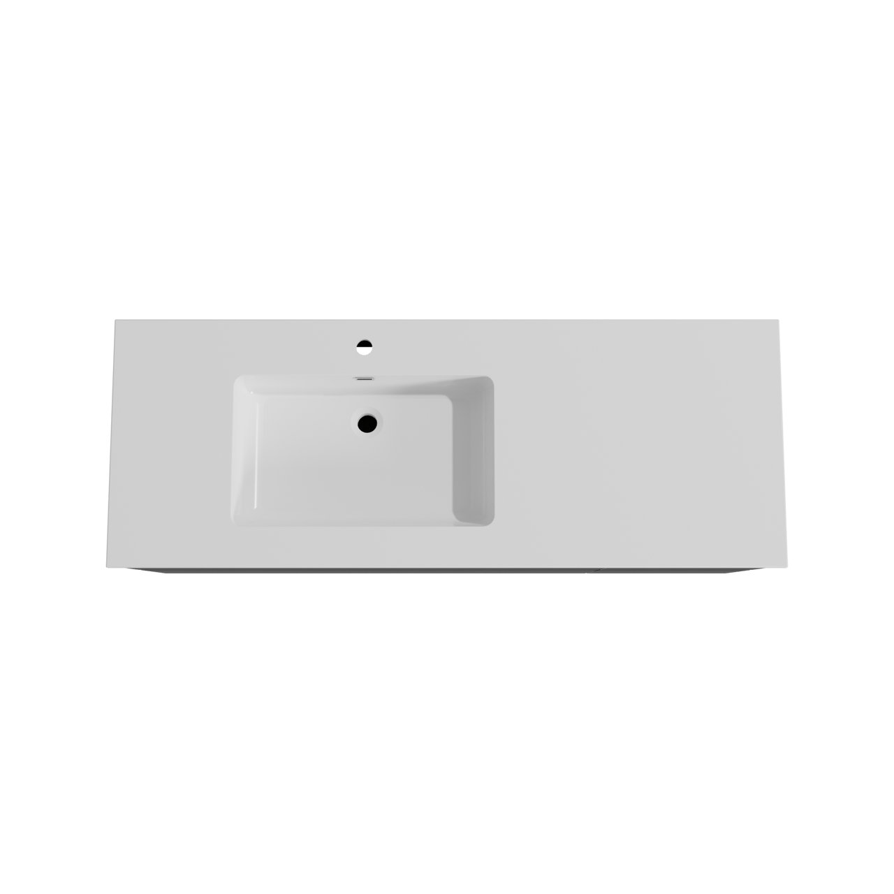 Storke Edge zwevend badmeubel 140 x 52 cm mat zwart met Diva asymmetrisch linkse wastafel in composietmarmer hoogglans wit