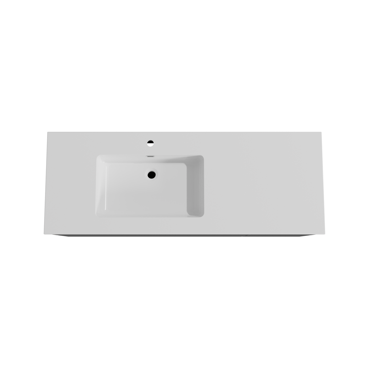 Storke Edge zwevend badmeubel 140 x 52 cm mat zwart met Diva asymmetrisch linkse wastafel in composietmarmer hoogglans wit