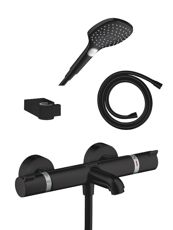 Hansgrohe Ecostat Comfort robinet de bain robinet thermostatique montage mural extérieur noir mat