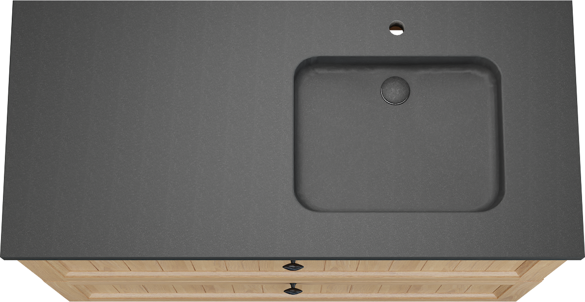 Balmani Lemon staand badkamermeubel 120 x 55 cm, fineer natuur eik met Napoli asymmetrisch rechtse wastafel in graniet zwart