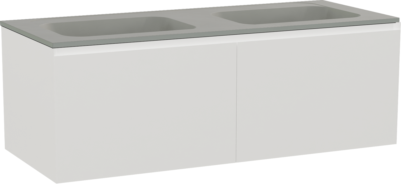 Balmani Idra meuble salle de bains suspendu 135 x 55 cm blanc mat avec Tablo Strada double vasque en marbre composite soie grise