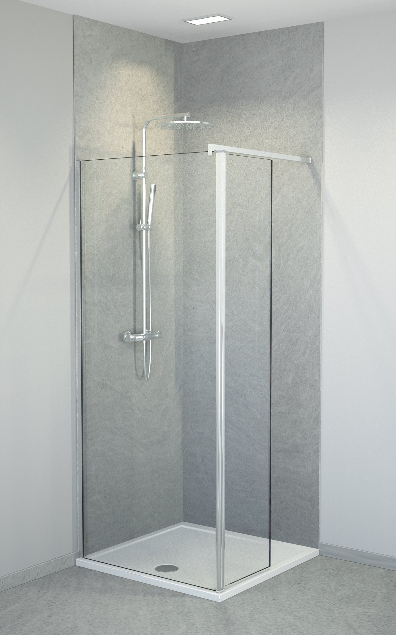 Balmani Move Walk-In-Dusche mit beweglicher Seitenwand 90 x 200 cm Klarglas glänzend, chrom Profil