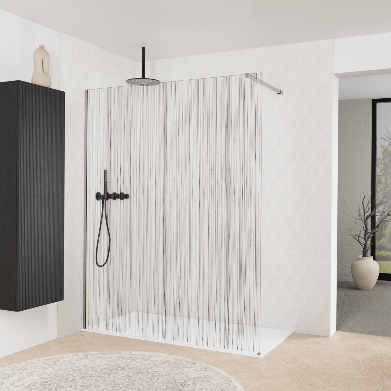 Balmani Modular inloopdouche: 160 x 200 cm, Mikado, Brushed Inox profielen