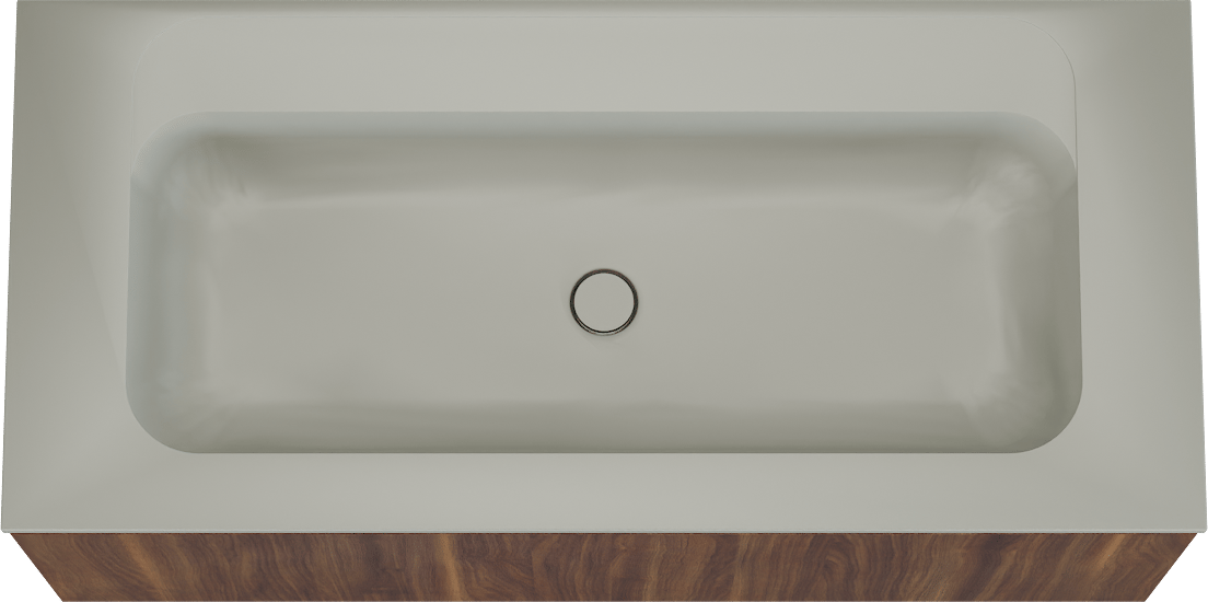 Balmani Sfera by Lucida meuble salle de bains suspendu 120 x 55 cm noyer américain avec Tablo Strada lavabo simple pour 2 trous de robinet en marbre composite soie grise