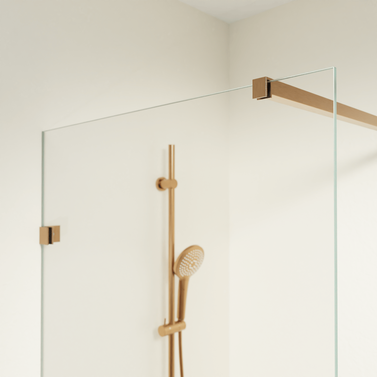 Luca Varess Solid Badewannenabtrennung 80 cm Klarglas gebürstet Rosegold Profil