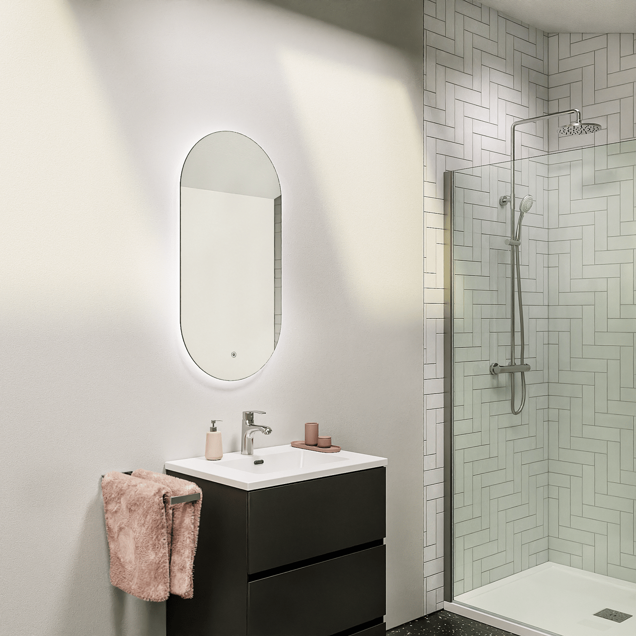 Storke Somma ovaal badkamerspiegel 45 x 90 cm met spiegelverlichting en anti-damp