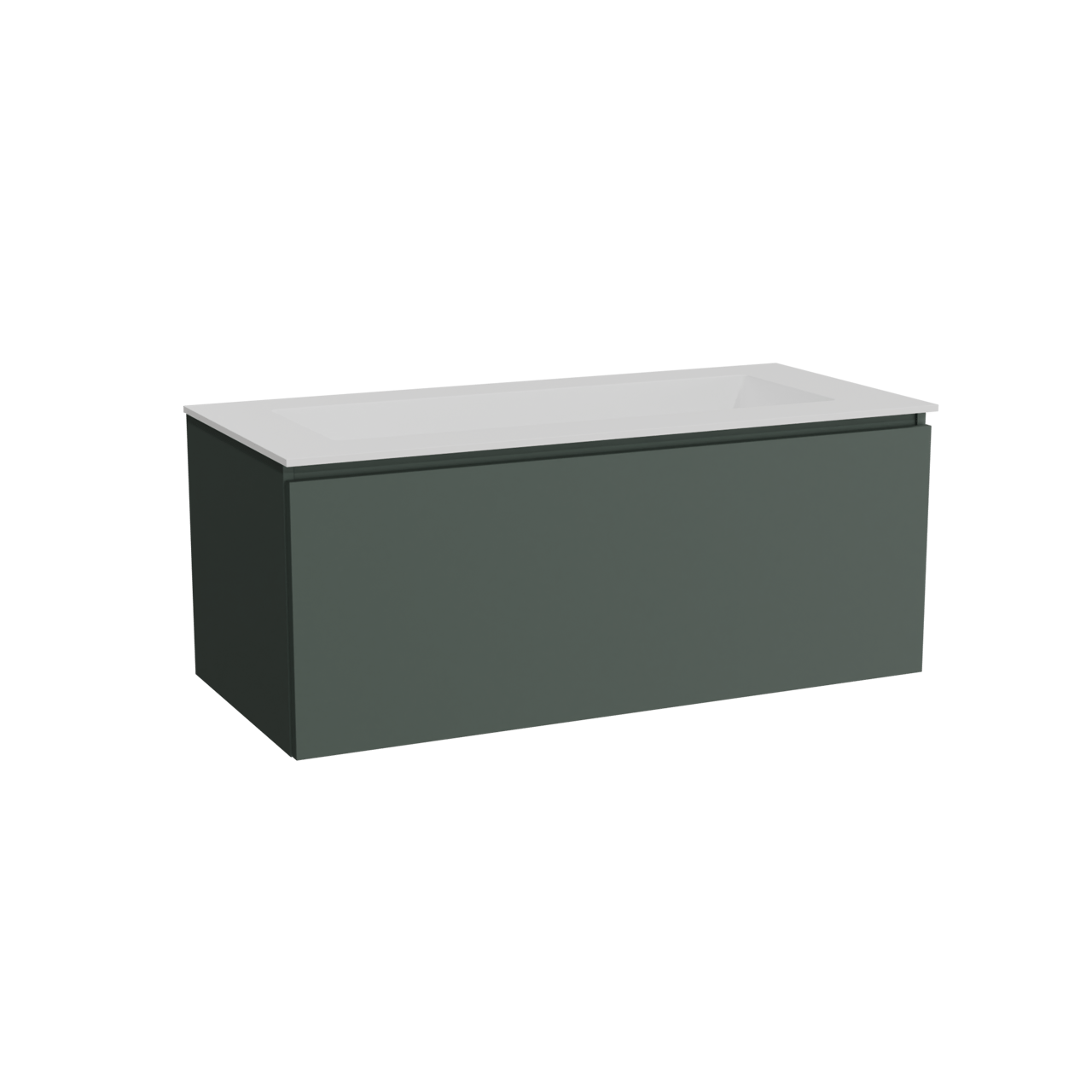 Balmani Sfera meuble salle de bains suspendu 120 x 55 cm forest avec Tablo Stretto plan simple pour 2 trous de robinet en solid surface blanc mat