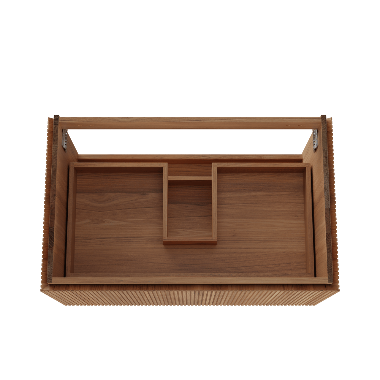 Balmani Eclips hängendes möbelstück Waschtischunterschränke 90 x 55 cm Teak 2 Schubladen Vert. Sym. Rippe