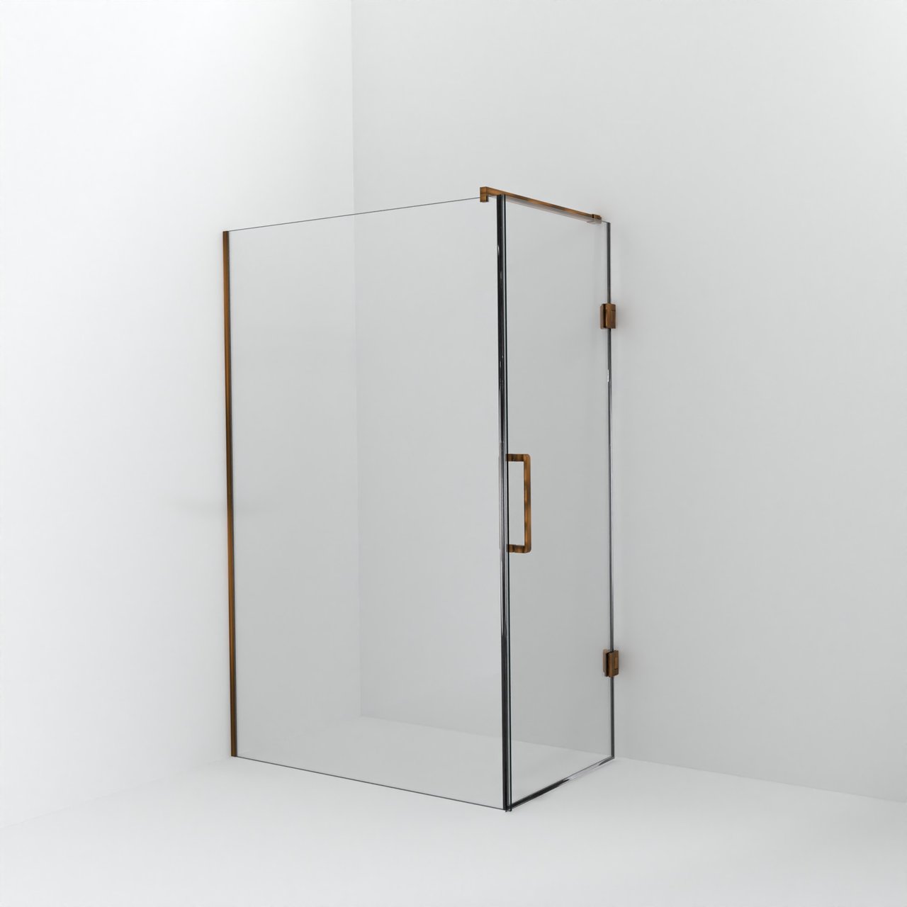 Balmani Modular inloopdouche met deur: 130 x 200 cm met deur 80 cm, Helder glas met coating, Brushed Rosegold profielen