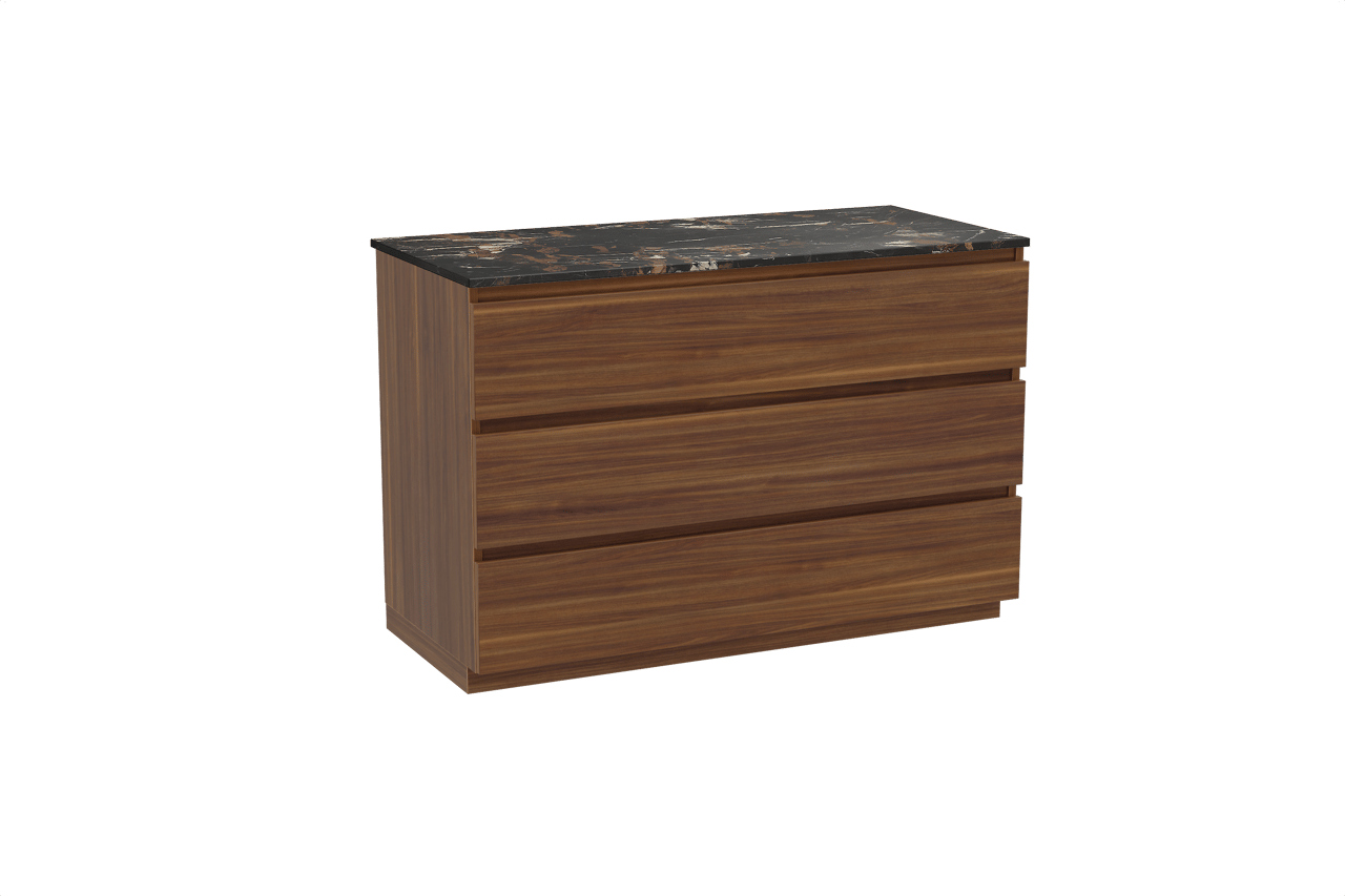 Balmani Lucida meuble salle de bains à poser 120 x 55 cm noyer américain avec Stretto tablette simple en marbre portoro gold