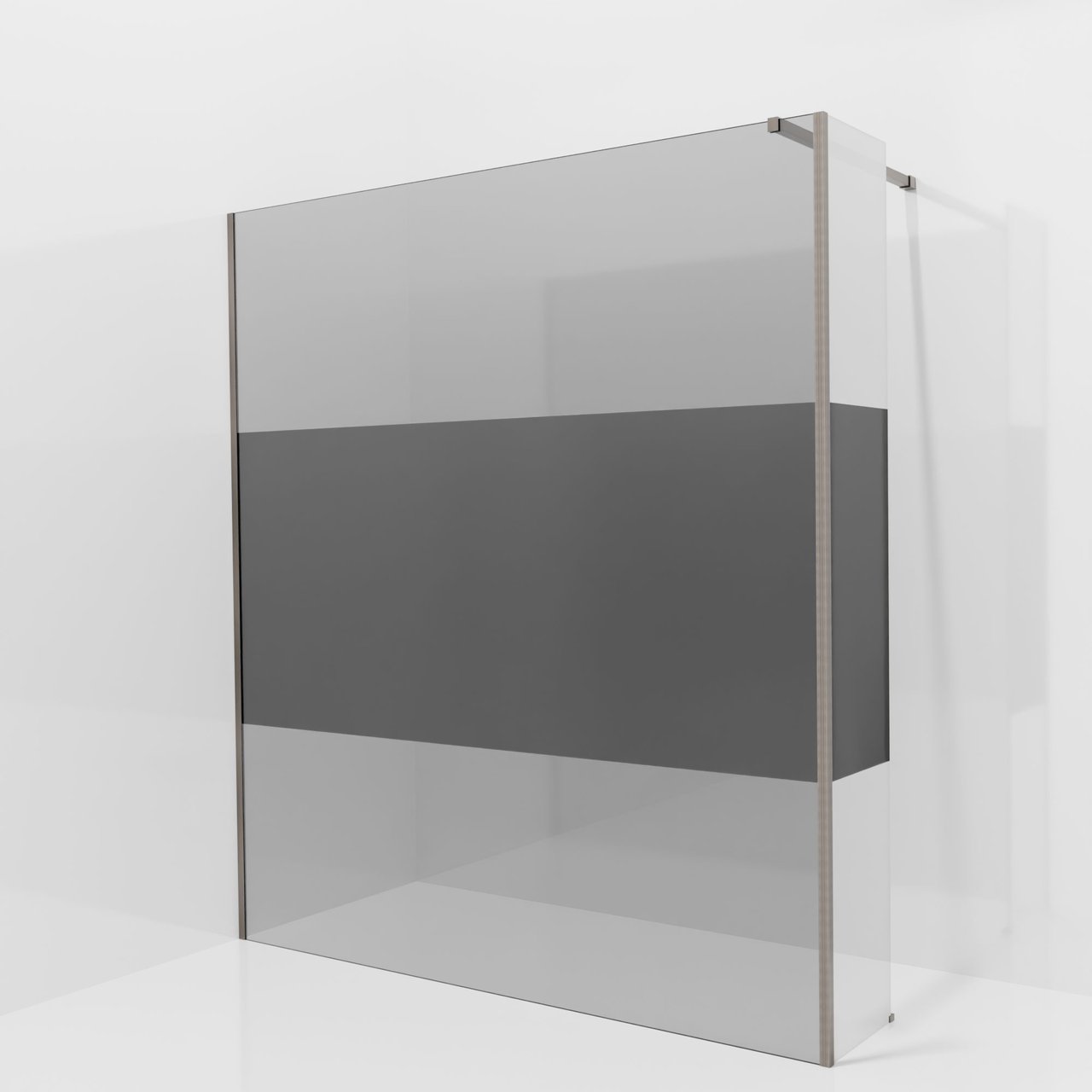 Balmani Modular Walk-In Dusche mit fester Seitenwand: 180 x 200 cm, Rauchglas mit mattiertem Streifen, Profil Brushed GunMetal