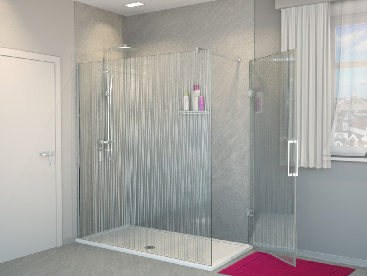 Balmani Modular inloopdouche met rechtse deur 180 x 200 cm mikado glas glanzend chroom profiel