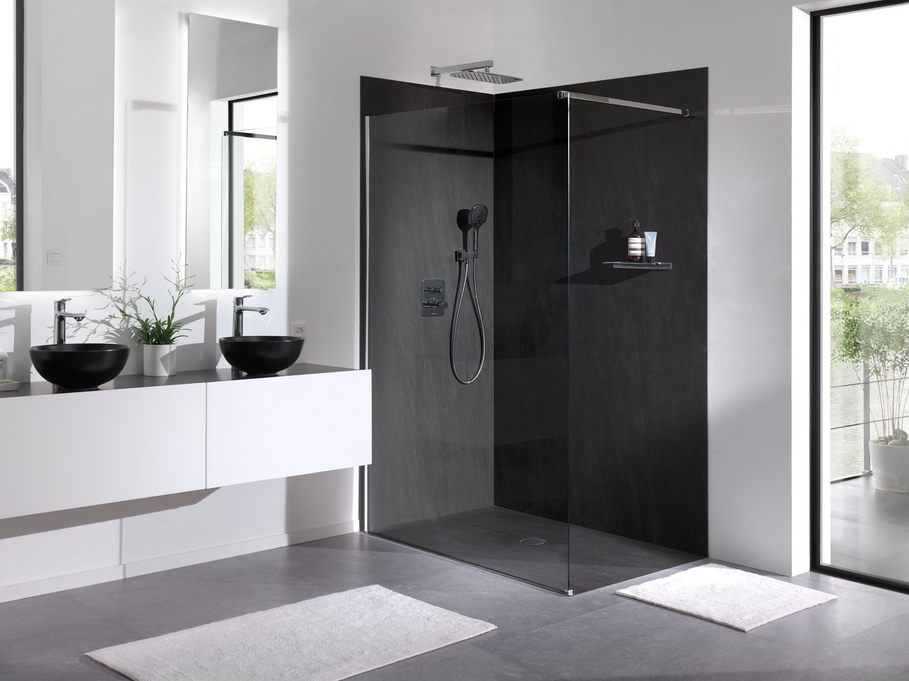 Balmani Studio panneau mural de douche 90 x 220 cm céramique Basalt Black