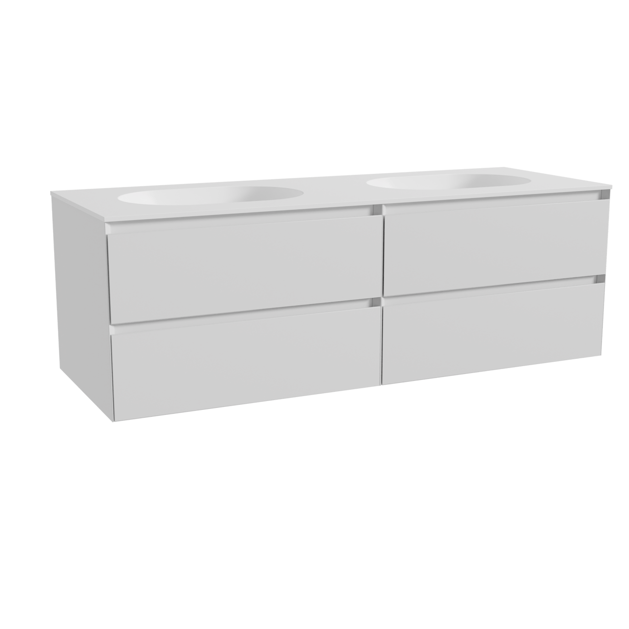 Balmani Mitra meuble salle de bains suspendu 150 x 55 cm blanc mat avec Tablo Oval double vasque en solid surface blanc mat