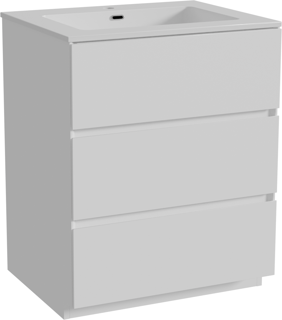 Storke Edge staand badmeubel 65 x 52 cm mat wit met Diva enkele wastafel in composietmarmer hoogglans wit