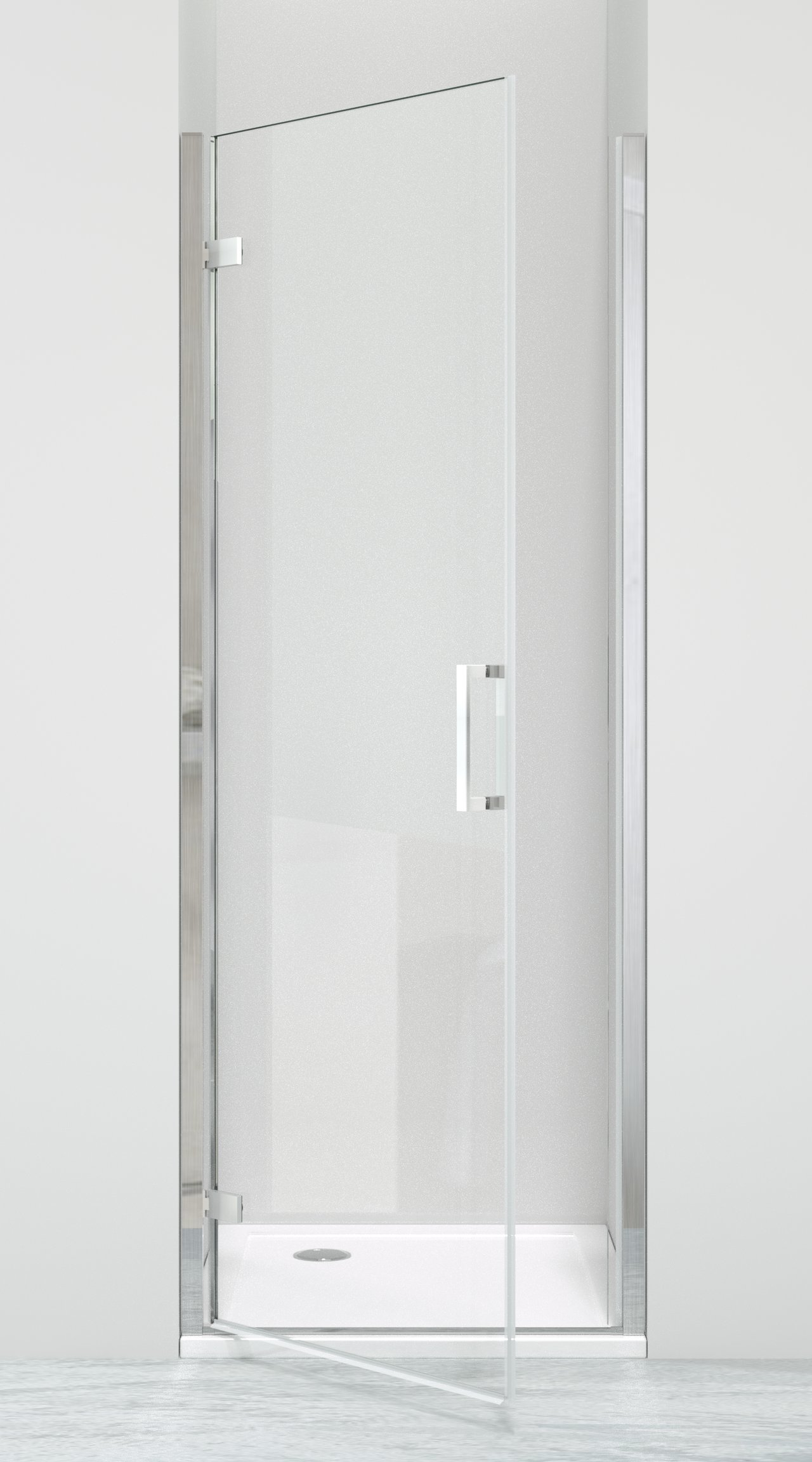 Luca Varess Nona porte pivotante 80 x 200 cm verre transparent profil chrome brillant