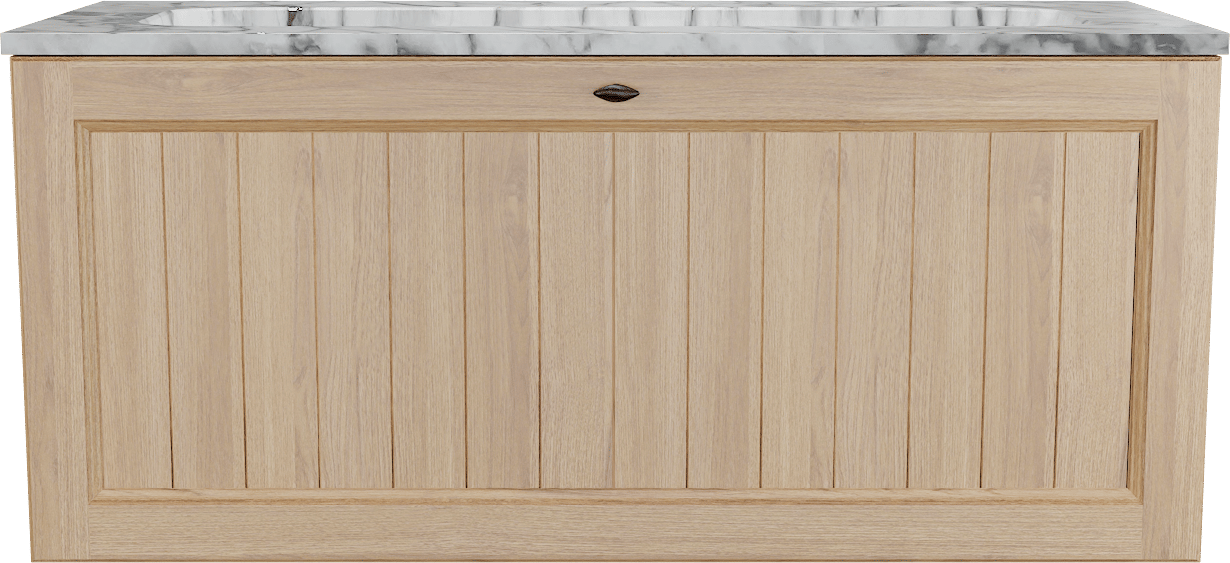 Balmani Lemon zwevend badmeubel 120 x 55 cm, fineer naturel eiken met Tablo Arcato enkele wastafel in carrara