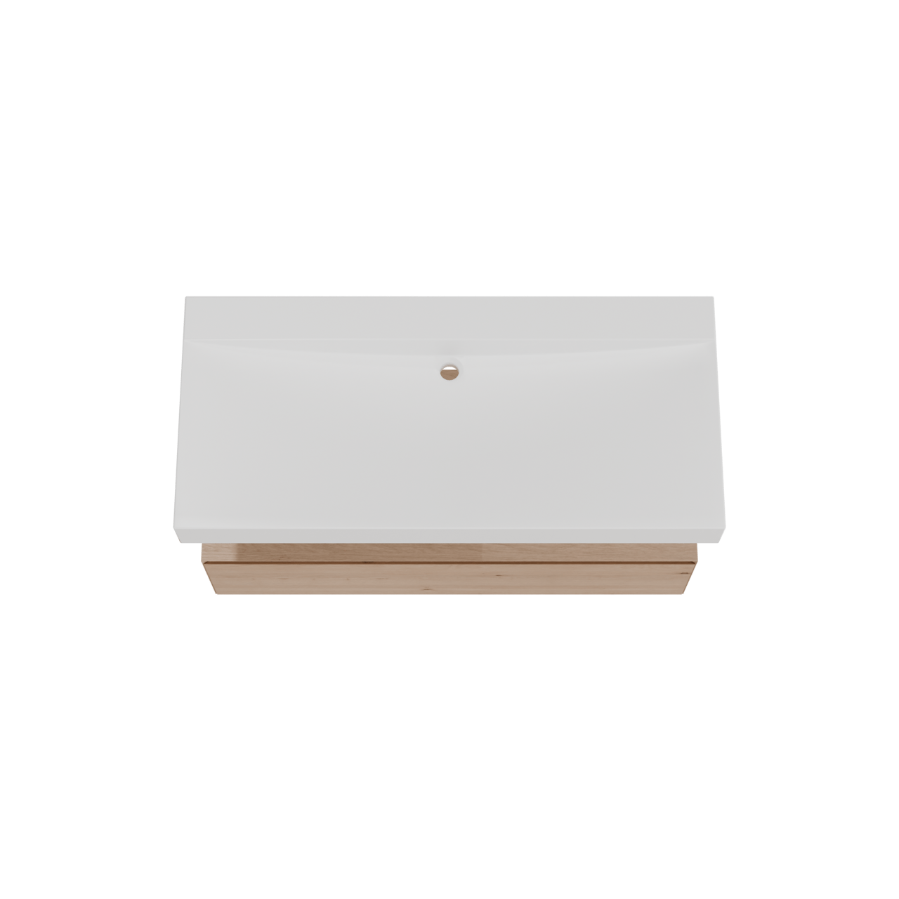 Balmani Mitra Elements meuble salle de bains suspendu 120 x 55 cm chêne naturel avec Modus lavabo simple pour 2 trous de robinet en solid surface blanc mat