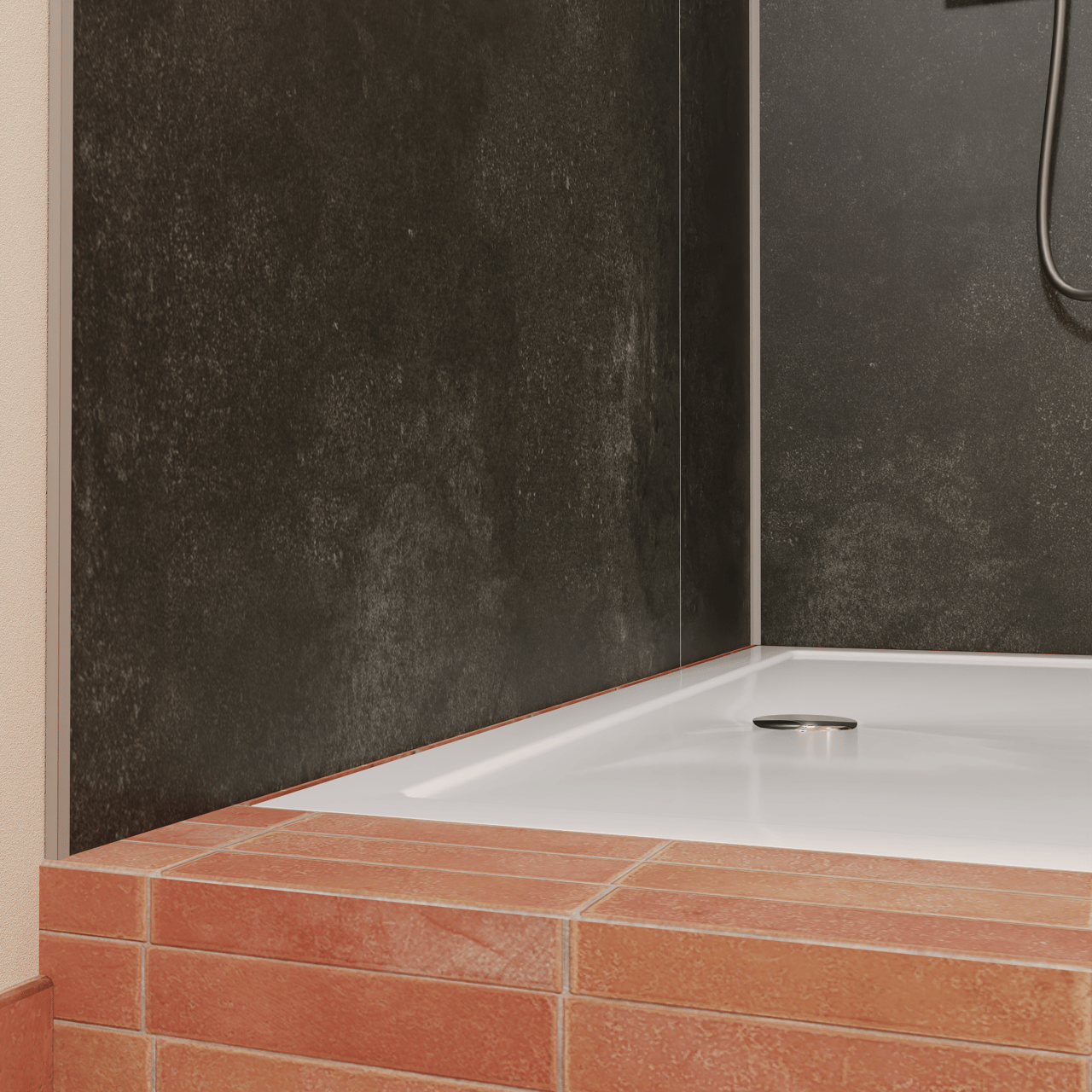 Luca Varess Groovy Duschrückwand Set 2 x 120 x 260 cm, SPC, Granito