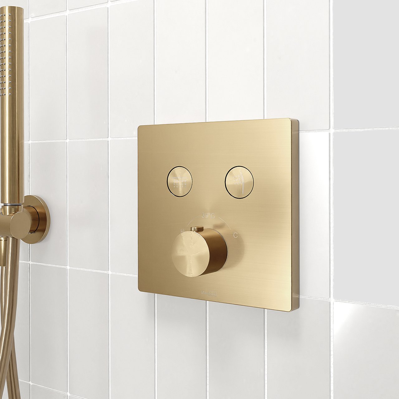 Blaufoss Smartbox Switch-Line thermostat de douche encastré 2 évacuations brushed champagne gold incl élément intégré