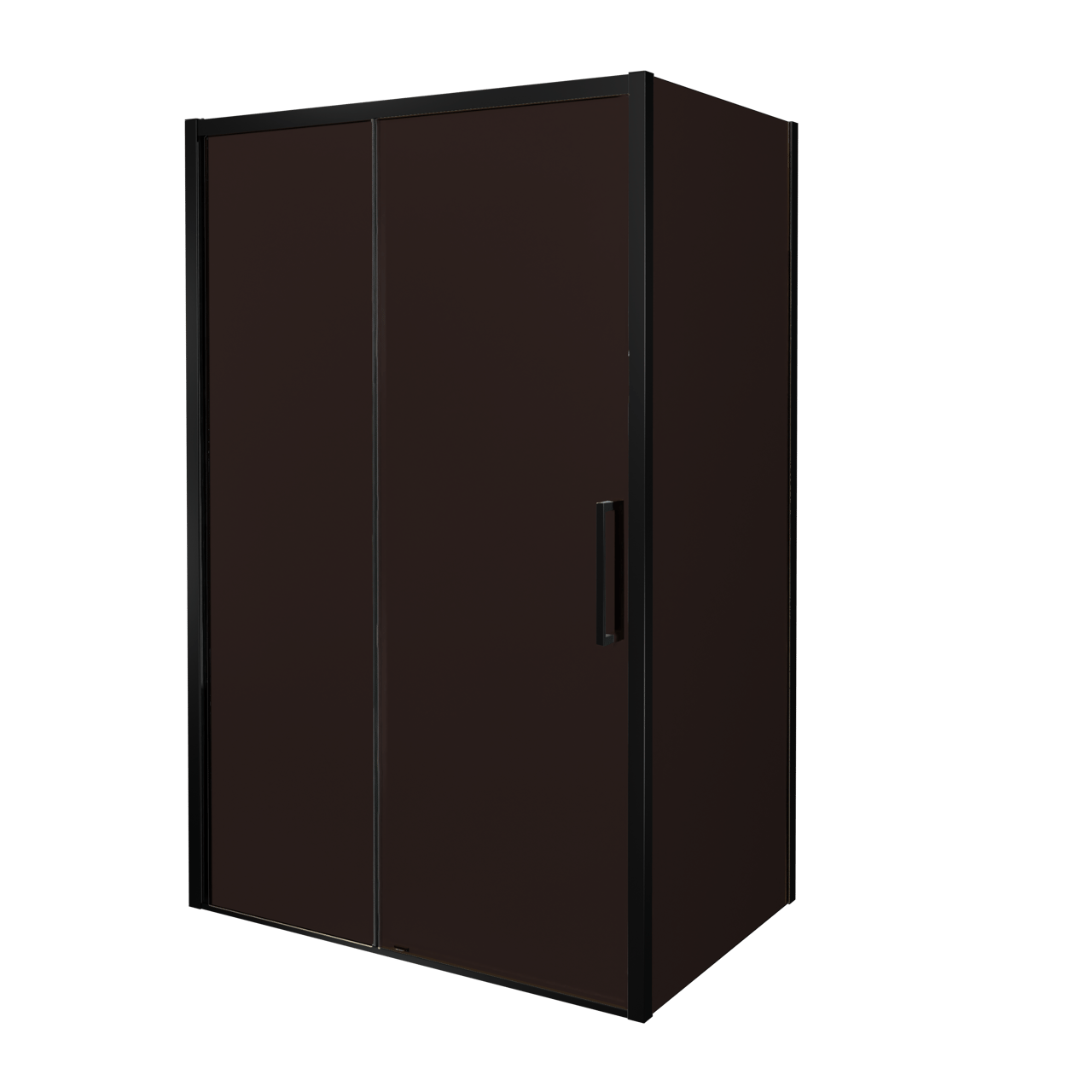 Balmani Senses Design Eckdusche: Schiebetür (Links) mit fixierte Seitenwand, 120 x 100 cm, Bronze, Profil Schwarz matt, inklusive Coating