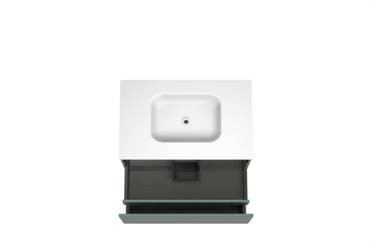 Balmani Sfera meuble salle de bains suspendu 90 x 55 cm forest avec Tablo Arcato plan simple en solid surface blanc mat