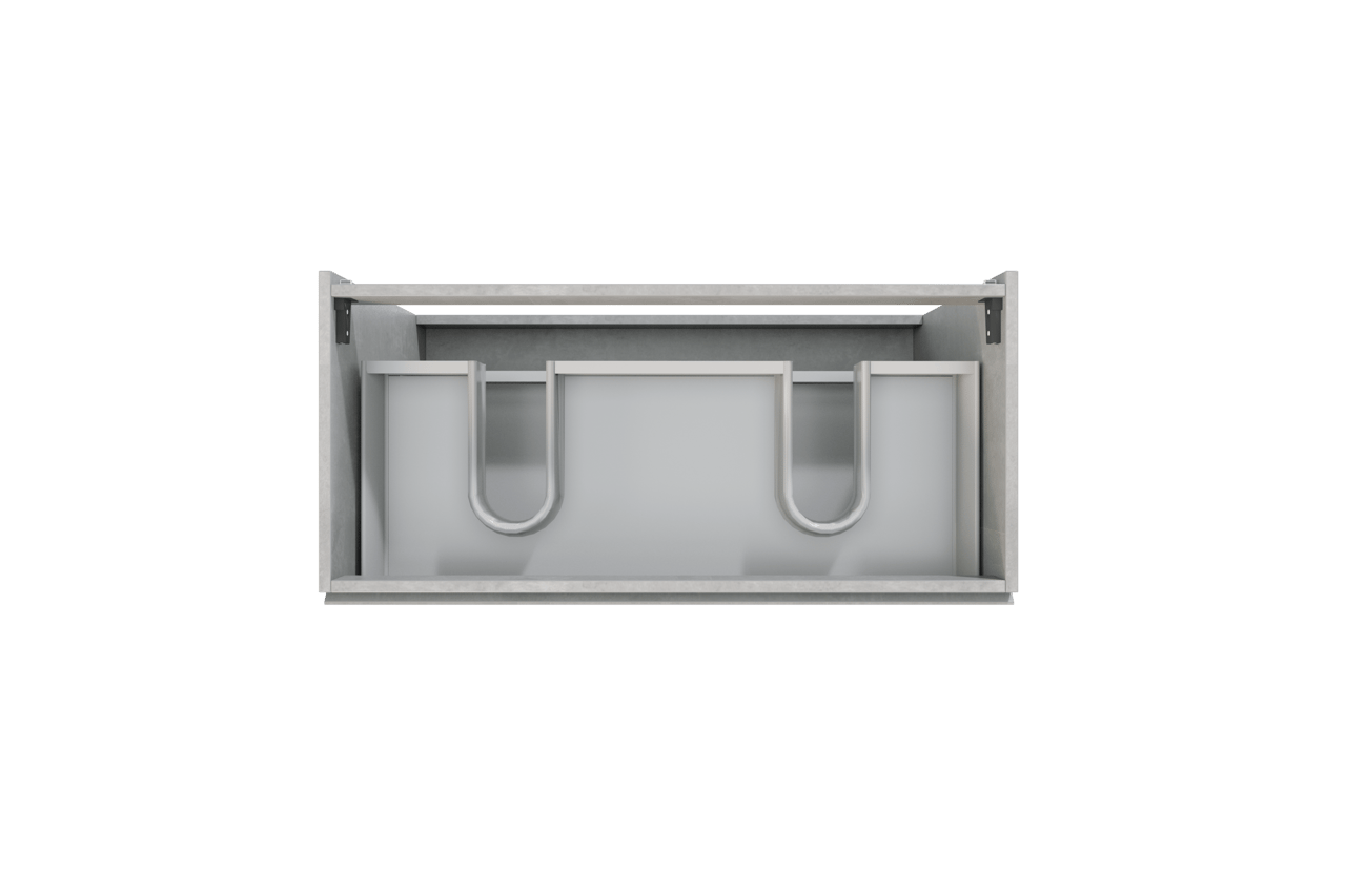 Storke Delta meuble sous-lavabo a poser 100 x 48 cm 2 découpes siphon béton gris foncé 3 tiroirs 2 découpés de siphon